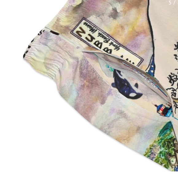 Great Wave Off Nubble Lighthouse Swim Trunks - Hokusai Inspired New England Art - Picture 8 of 13